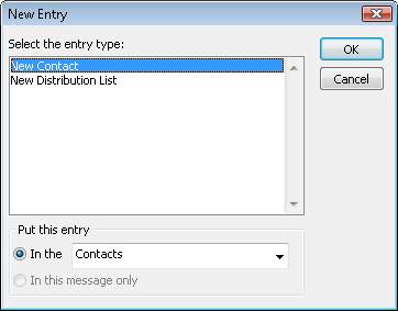 new entry dialog box