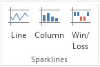 Sparkline commands on the Insert tab