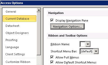 settings for navigation options