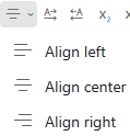 The Align menu in Outlook on the web.