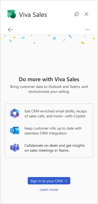 Viva Sales welcome screen