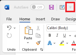 Image of Quick Access Toolbar icon above ribbon