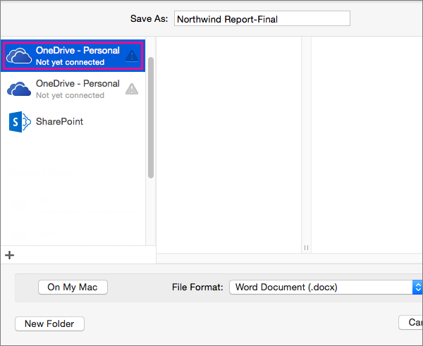 new folder for word doc on mac