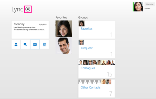 Screen shot of Lync search box for contacts