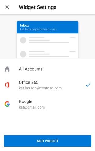 Adding the Email widget on Android