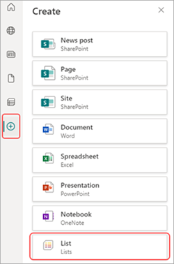 Screenshot of List App in SharePoint.