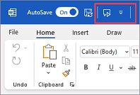 Quick Access Toolbar above the ribbon