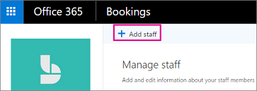 Add Staff button on Bookings staff page