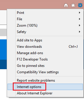 On the web browser menu, click Tools or the "Tools" icon (which looks like a gear), and select Internet Options.