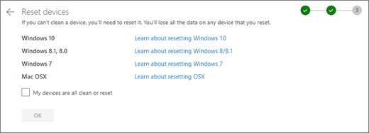 Screenshot of the Rest devices screen on the OneDrive website