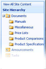 Tree view navigation for a Document Center