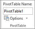 PivotTable options on the ribbon