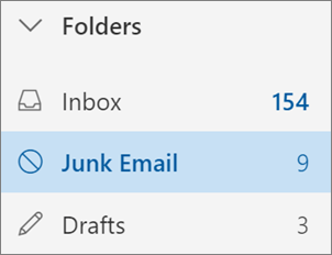 A screenshot shows the Junk Email folder selected in the Folders list.