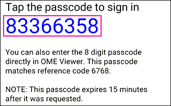Passcode for protected message.