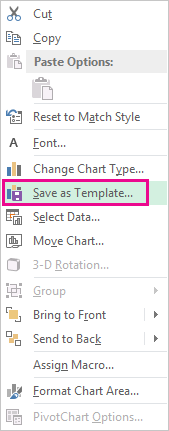 Save as Template command on the shortcut menu