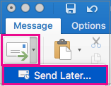 Select the arrow next to the Send button to delay sending your email