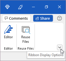 Ribbon Display Option button