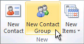 New Contact Group command on the ribbon