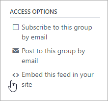 Access options for Yammer group