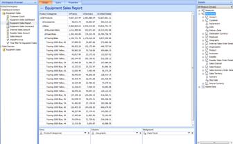 Completed Equipment Sales Report in Dashboard Designer