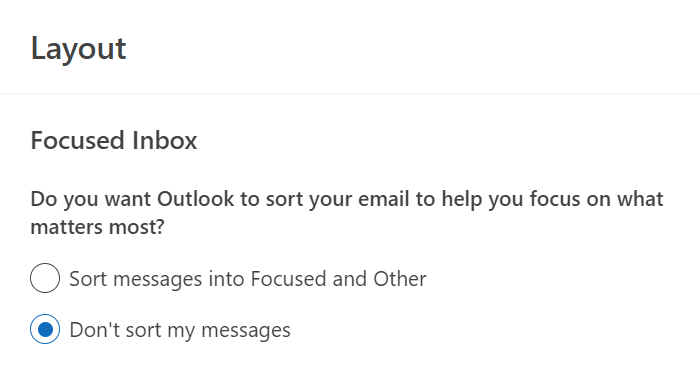 New Outlook Focused Inbox