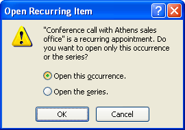 Open Recurring item dialog box