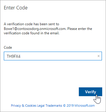 Enter the code and select Verify.