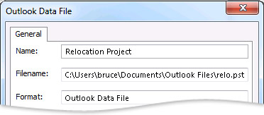 Outlook Data File dialog box