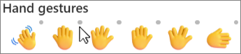Emojis with a gray dot to change skin tone.