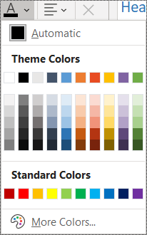 Screenshot of the font color option in the Home menu.