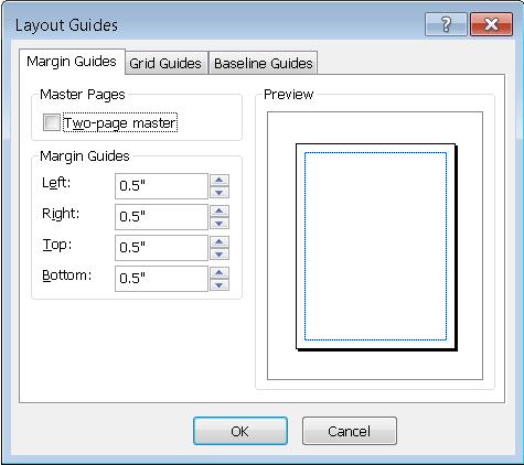 Publisher Layout Guide dialog box