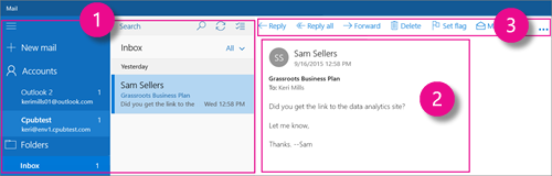 F6: #1 Inbox, #2 Reading Pane, #3 Actions ribbon