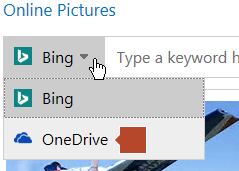 In the dropdown list at the top left, ensure that OneDrive is selected, rather than Bing.