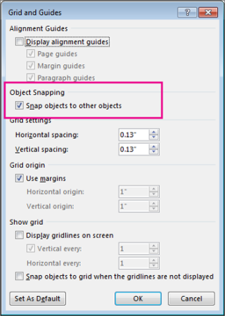   Turn the snap to grid and snap to object options on or off   Turn the snap to grid and snap to object options on or off           