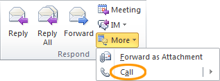 Respond with a Lync 2010 call in Outlook 2010