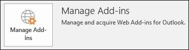 Manage add-ins button in Outlook