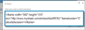 Screenshot of <iframe> embed code for a video that was copied from a video sharing site. The embed code is fictional.
