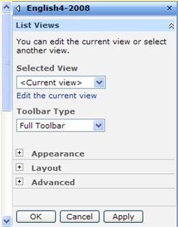 The Web Part Tool Pane where you can configure the properties of the web part.