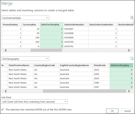 Power Query - Refresh previews in Merge Queries dialog