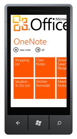 OneNote Mobile 2010 Hub