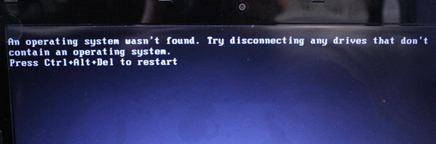 мой ноутбук dell говорит, что операционная система не найдена