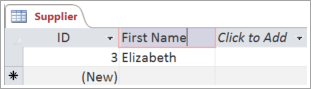 Screen snippet of Supplier table showing two rows with ID