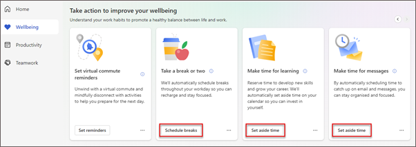 Take action to improve your wellbeing section of your Wellbeing tab