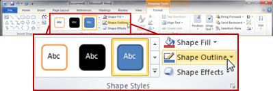 The Shape Styles group on the Format tab.