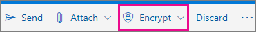 Outlook.com ribbon with Encrypt button highlighted
