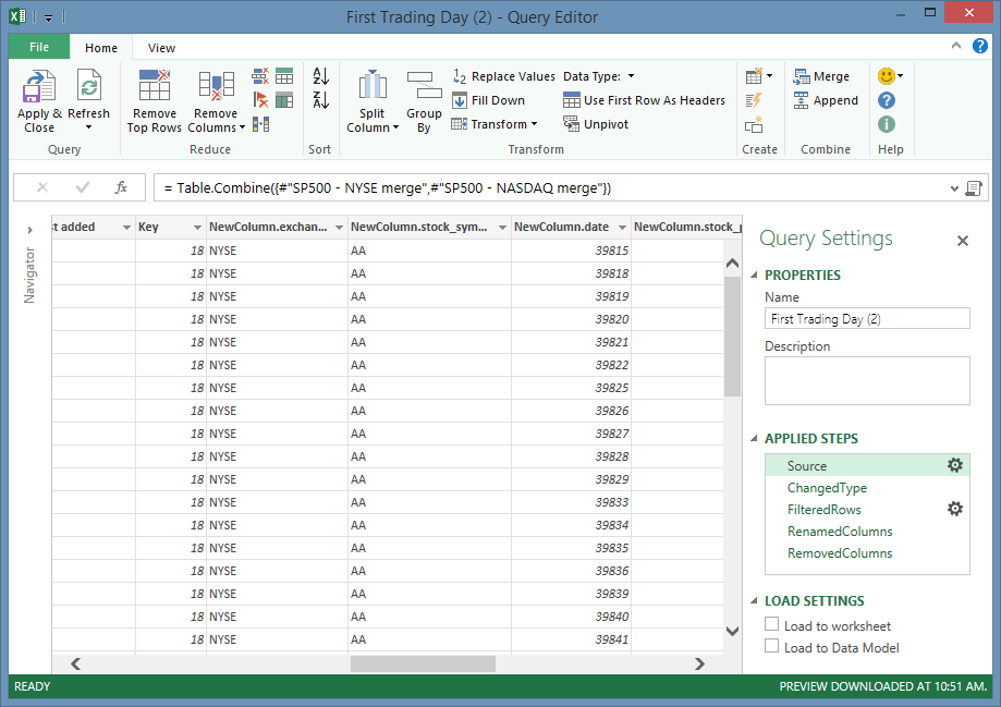 excel 2016 query editor insert a new step