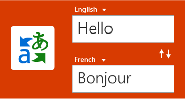 Translator button, and one word in English and its translation in French