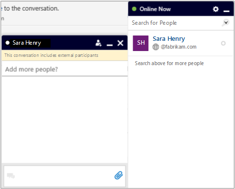 Yammer Now chat with external participant