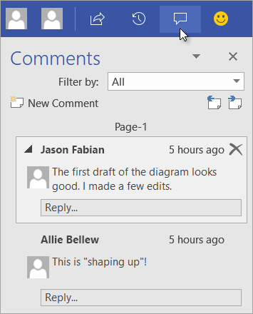 Comments within a comments pane