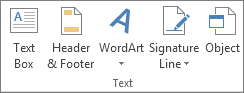 Text group on the Insert tab